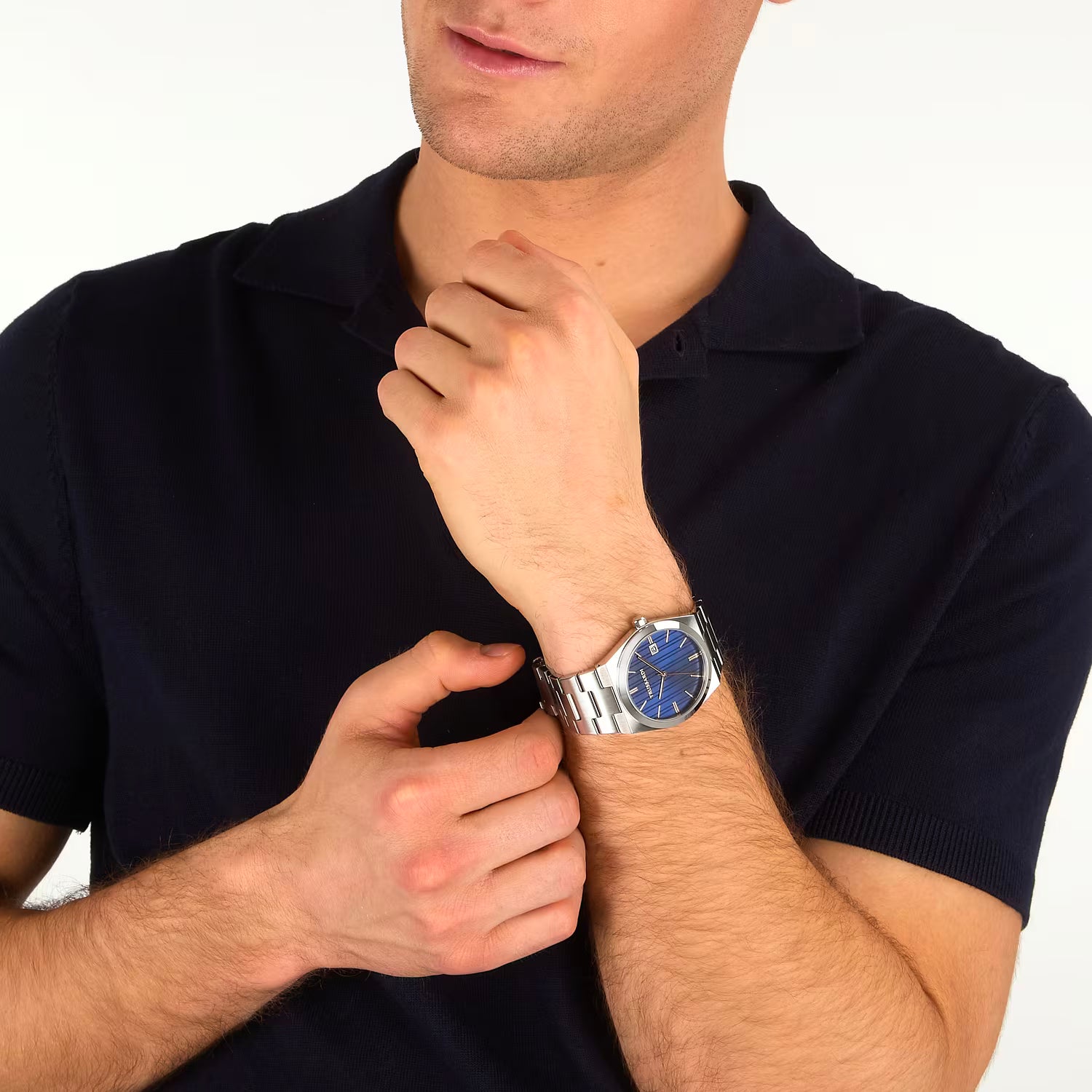 Orologio Uomo Trussardi T-Milano 40 mm Acciaio Silver con Quadrante Blu