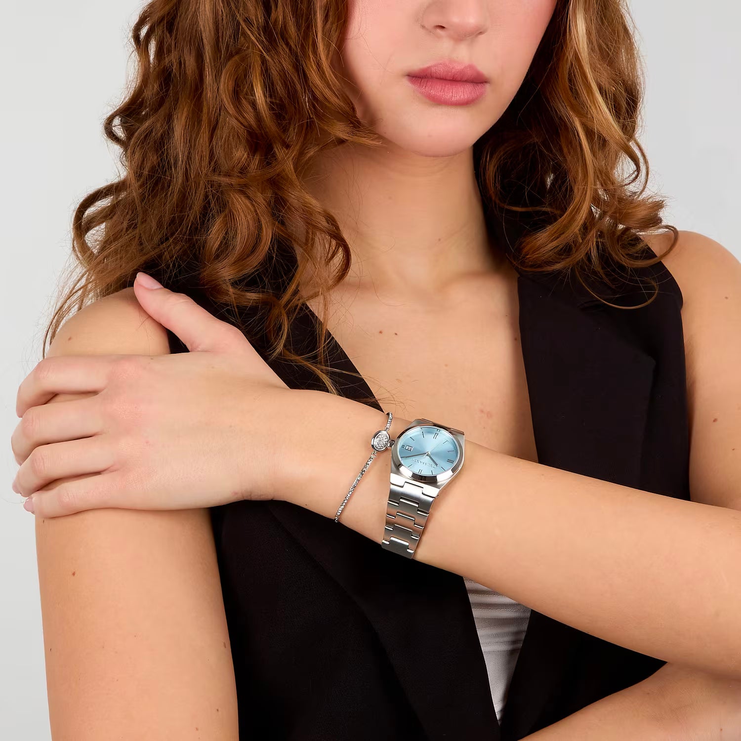 Orologio Donna Trussardi T-Milano 34 mm Acciaio Silver con Quadrante Azzurro
