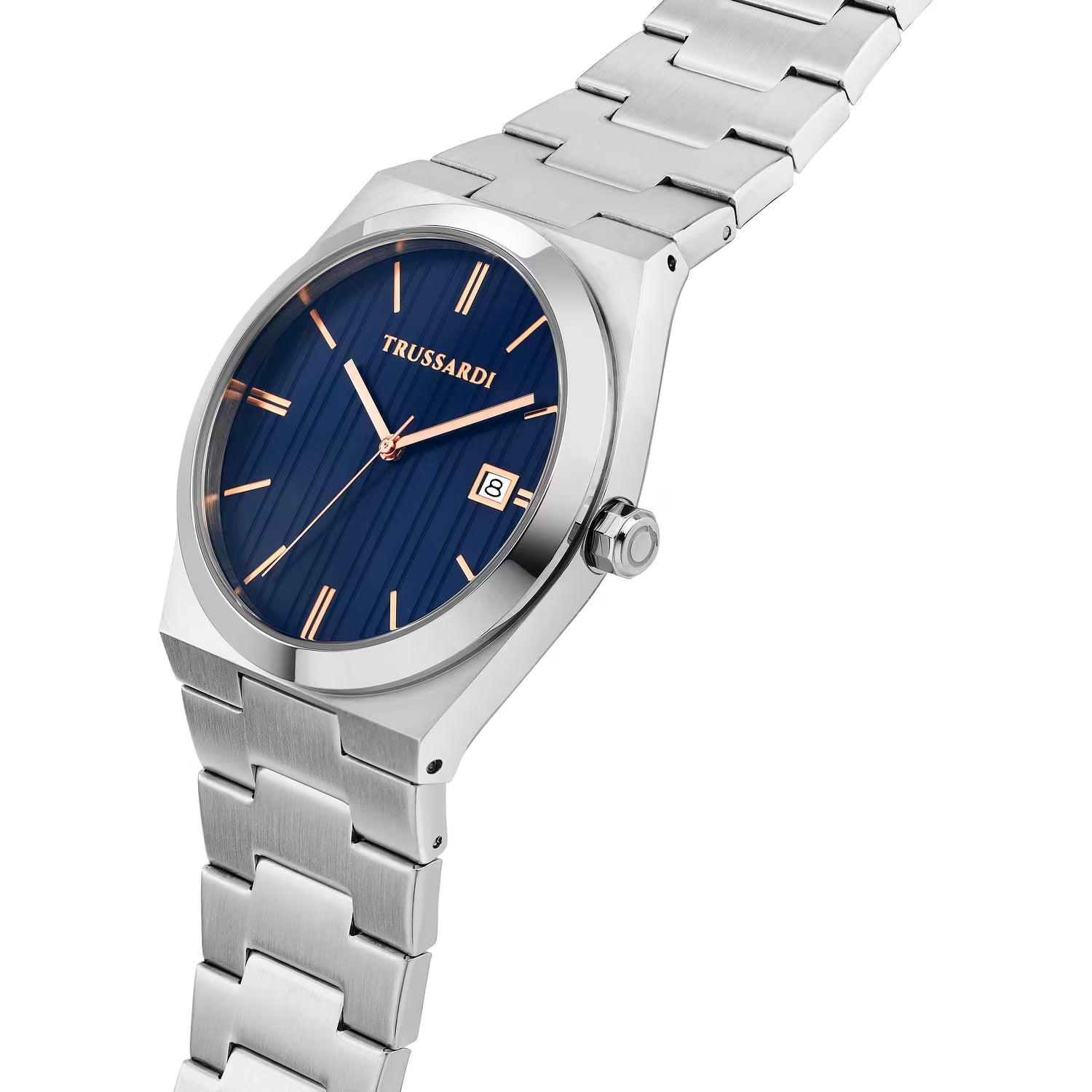 Orologio Uomo Trussardi T-Milano 40 mm Acciaio Silver con Quadrante Blu