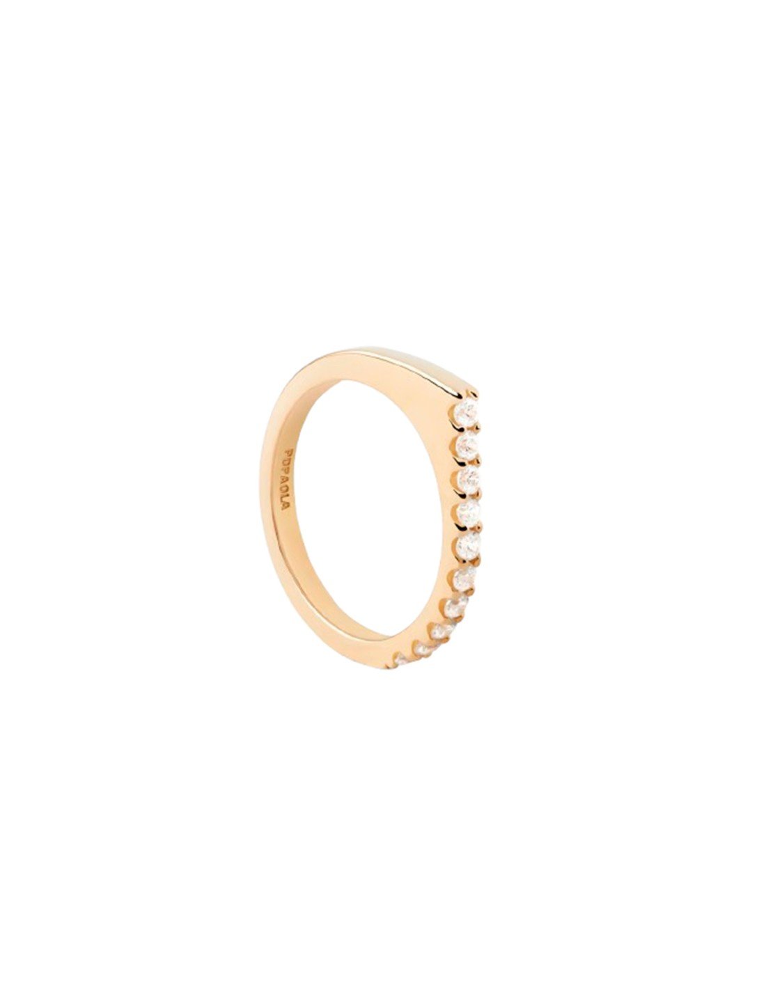PDPAOLA Anello Gloss Ring in Argento Sterling con Zirconi Bianchi
