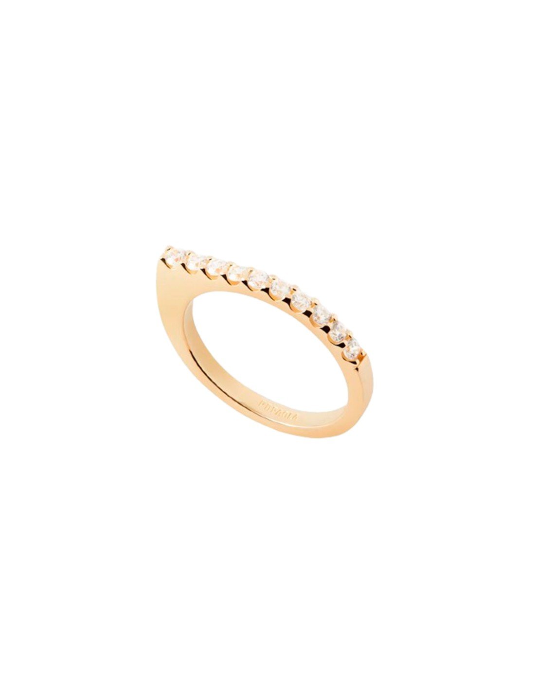 PDPAOLA Anello Gloss Ring in Argento Sterling con Zirconi Bianchi